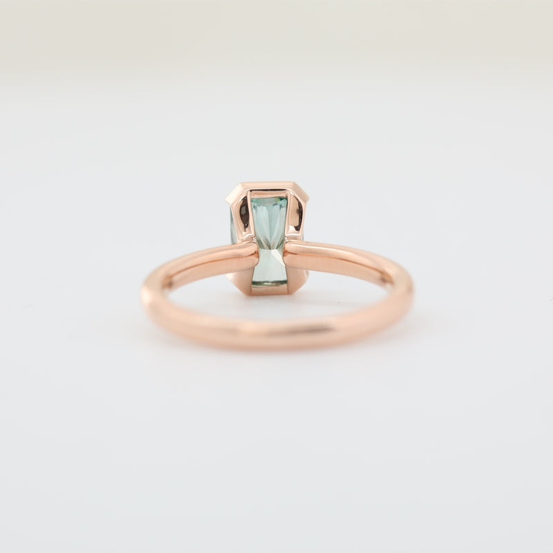 10K Rose Gold 1.53ct Radiant-Cut Green Lab Diamond Half Bezel Setting Solitaire Ring