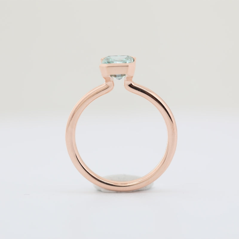 10K Rose Gold 1.53ct Radiant-Cut Green Lab Diamond Half Bezel Setting Solitaire Ring