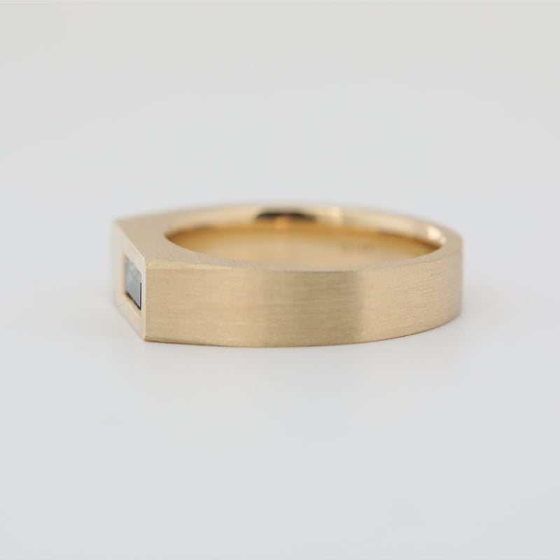 14K Yellow Gold Bezel Baguette Natural Emerald Ring