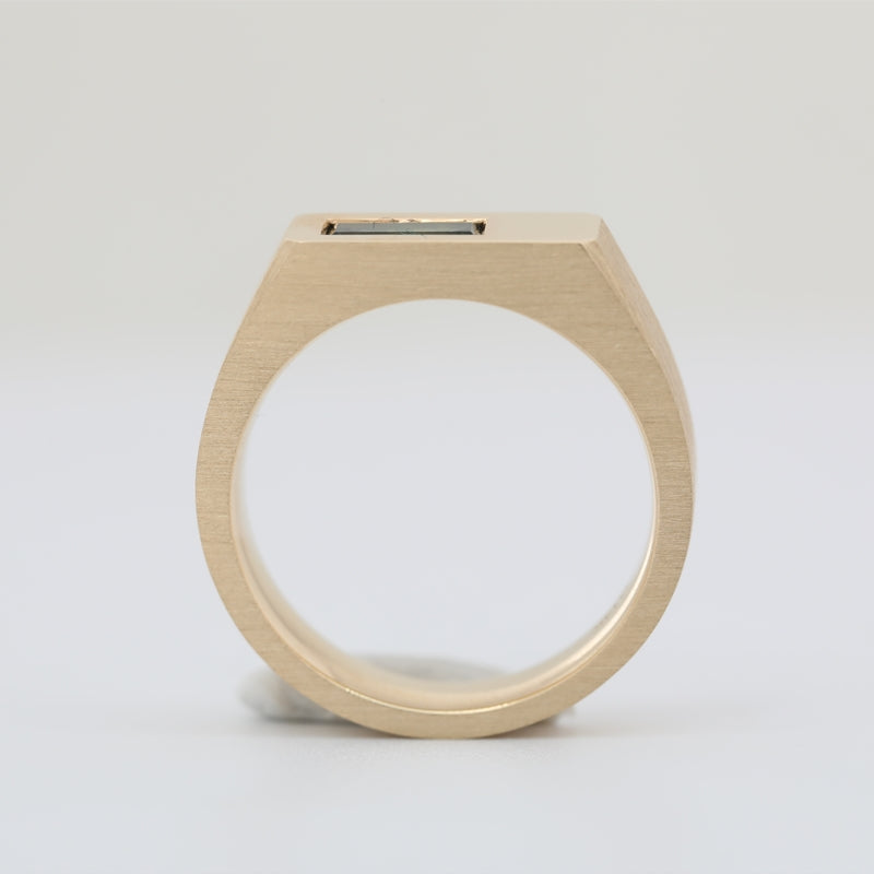 14K Yellow Gold Bezel Baguette Natural Emerald Ring