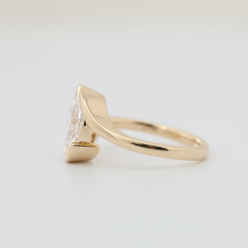 14K Yellow Gold 2.08ct Oval Lab Diamond Half Bezel Solitaire Ring