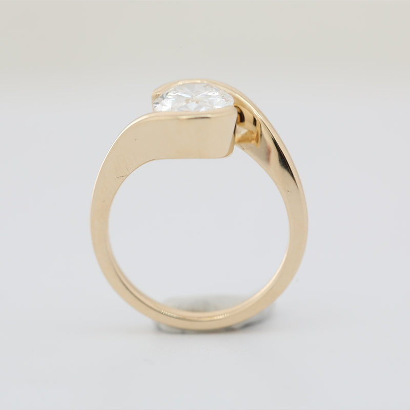 14K Yellow Gold 2.08ct Oval Lab Diamond Half Bezel Solitaire Ring