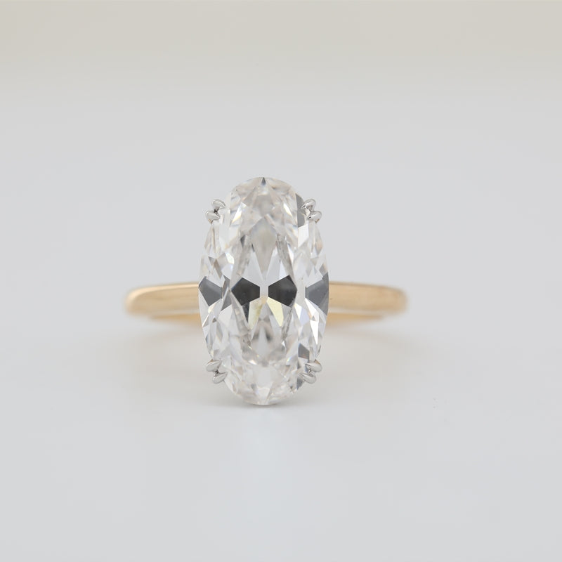 18K Yellow & White Gold 5.73ct Oval Lab Diamond Hidden Halo Ring