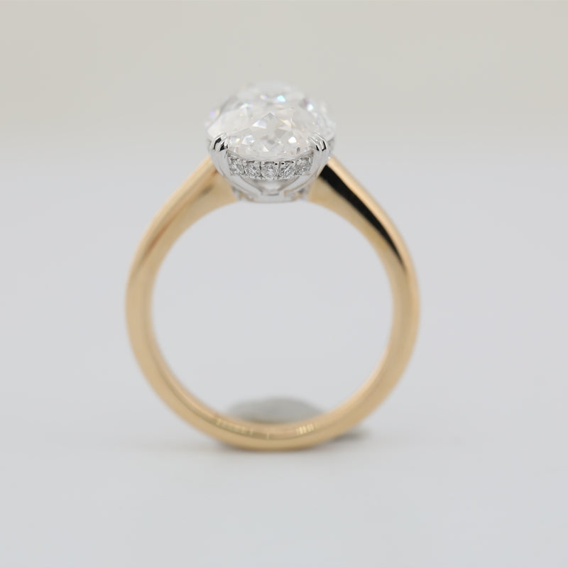 18K Yellow & White Gold 5.73ct Oval Lab Diamond Hidden Halo Ring
