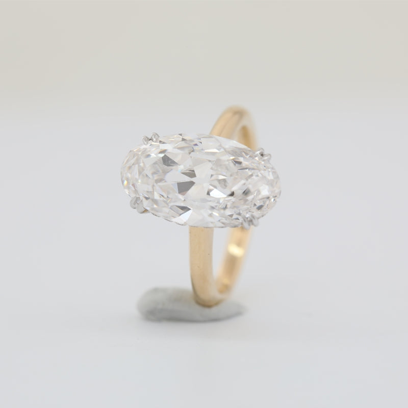 18K Yellow & White Gold 5.73ct Oval Lab Diamond Hidden Halo Ring