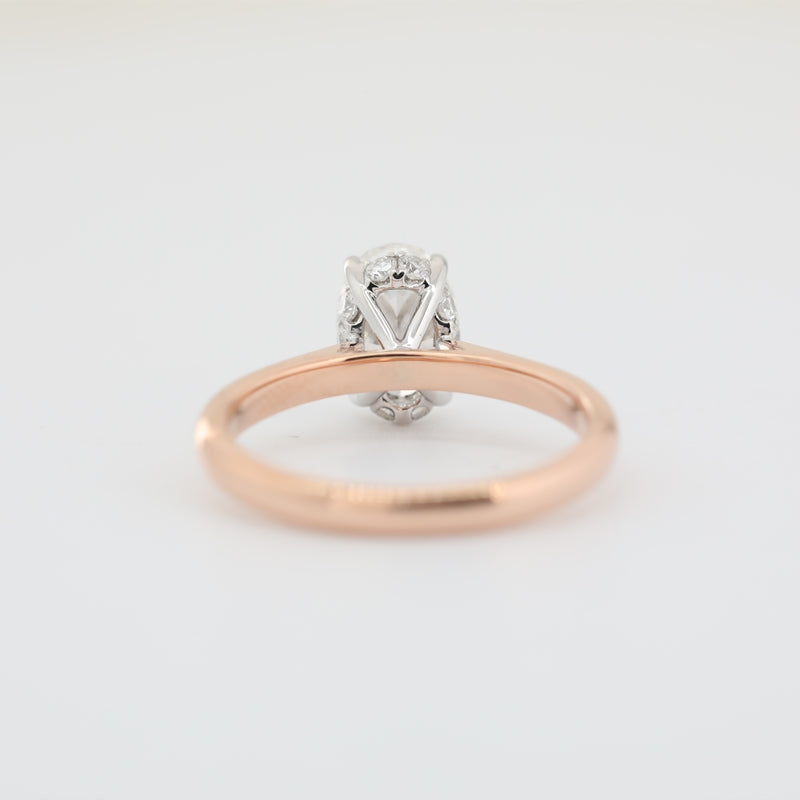 14K Rose & White Gold Hidden Halo 1.57ct Oval Lab Diamond Ring