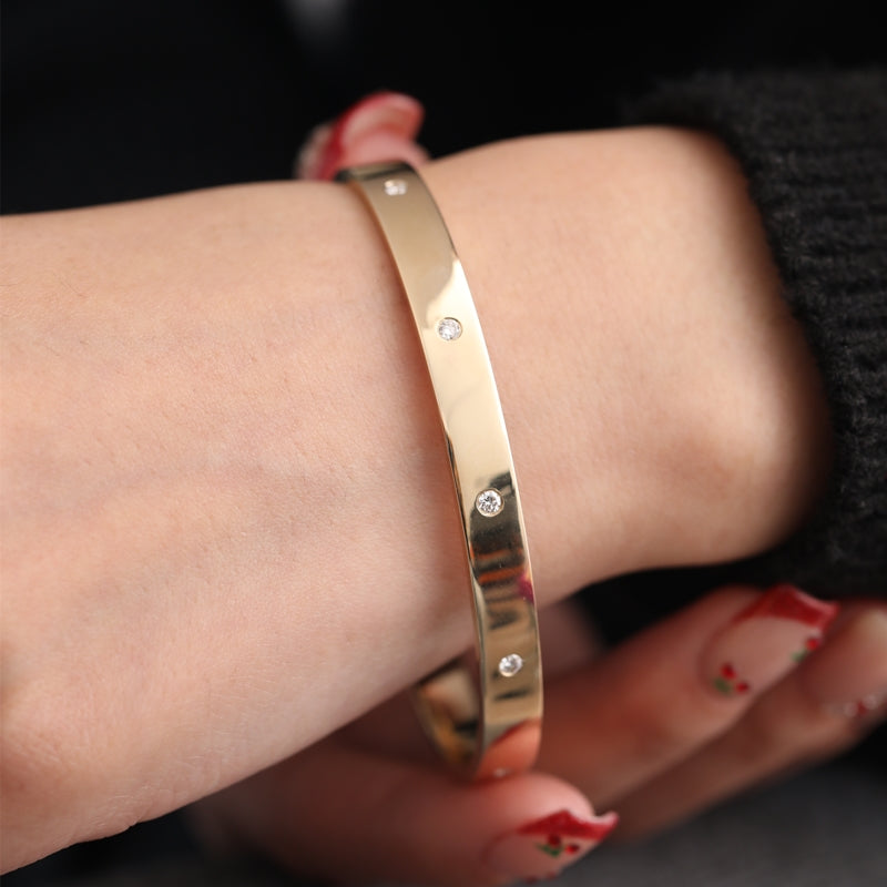 9K Yellow Gold Bracelet Lab Diamond Accents