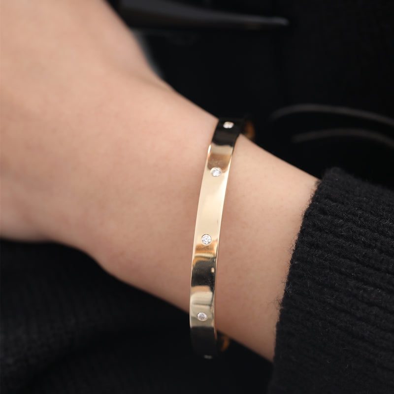 9K Yellow Gold Bracelet Lab Diamond Accents