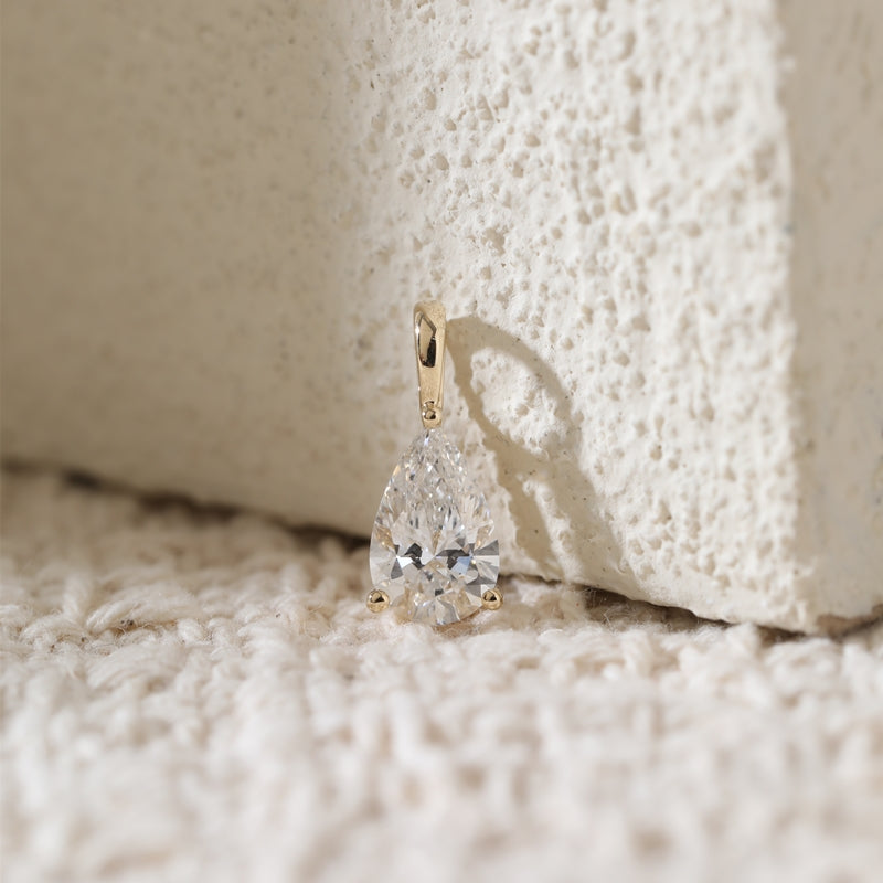 10K Yellow Gold 1.08ct Pear-Shaped Lab Diamond Pendant (Pendant Only)