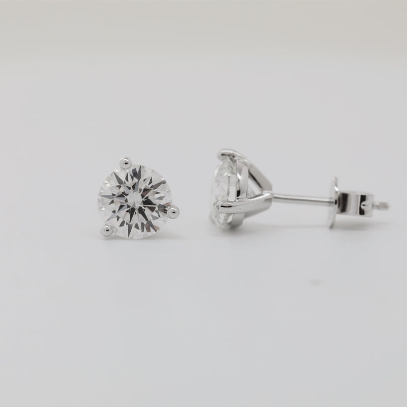 1ct Round Lab Grown Diamond 14K White Gold Stud Earrings