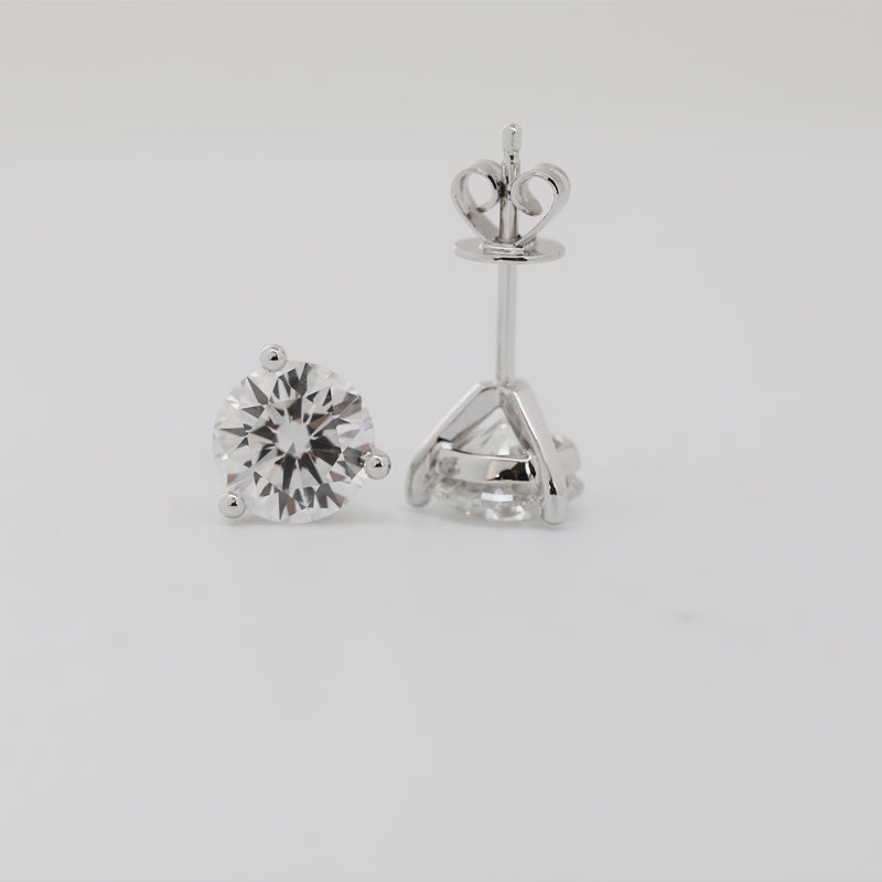 1ct Round Lab Grown Diamond 14K White Gold Stud Earrings