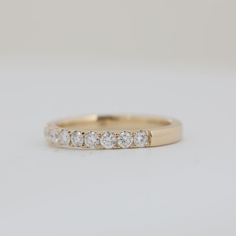 10K Yellow Gold Round Cut Lab Grown Diamond Half Eternity Band