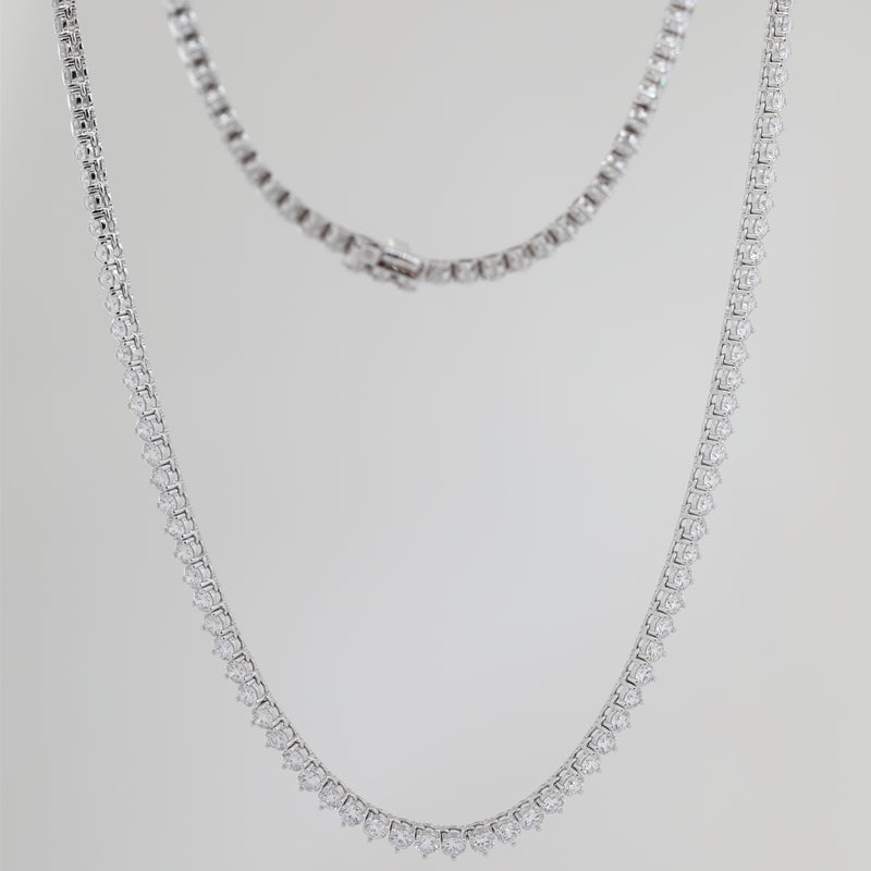 10K White Gold Round Lab Grown Diamond Tennis Necklace