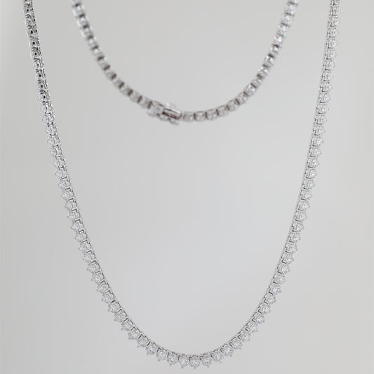 10K White Gold Round Lab Grown Diamond Tennis Necklace
