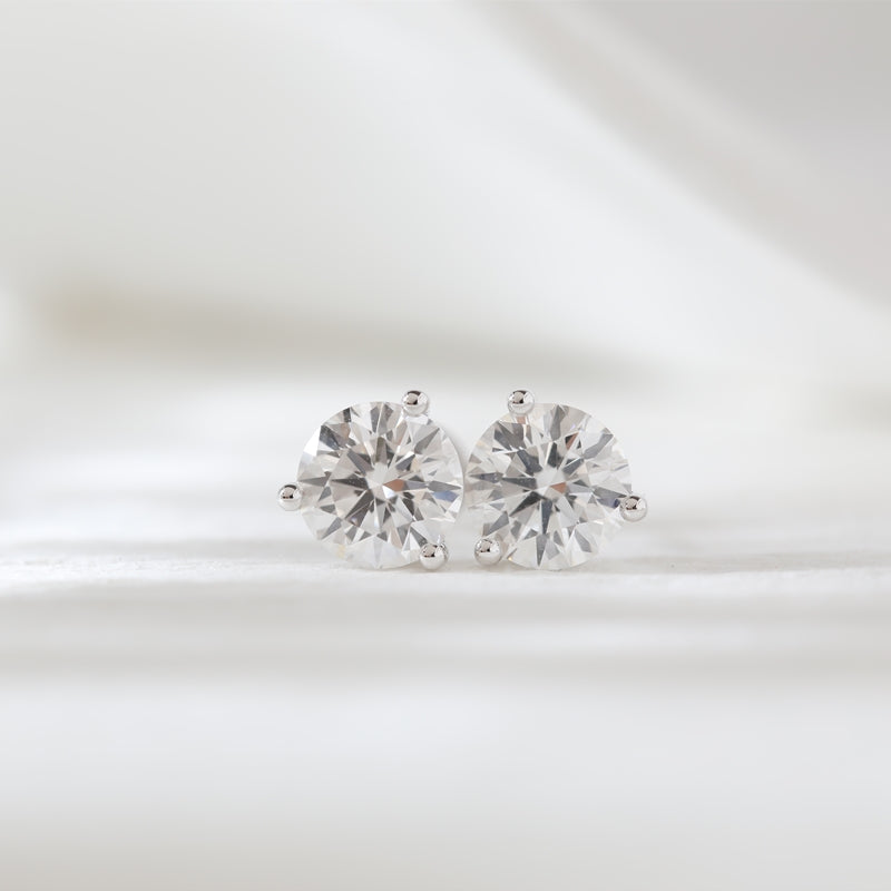 1ct Round Lab Grown Diamond 14K White Gold Stud Earrings