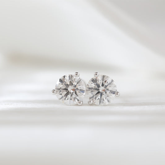 1ct Round Lab Grown Diamond 14K White Gold Stud Earrings