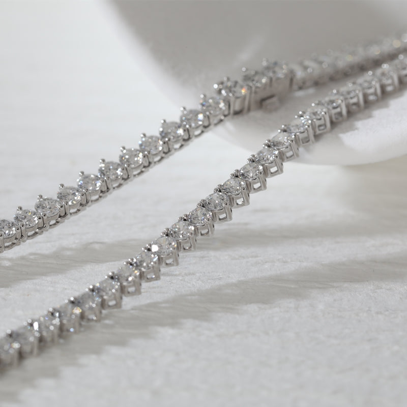 10K White Gold Round Lab Grown Diamond Tennis Necklace