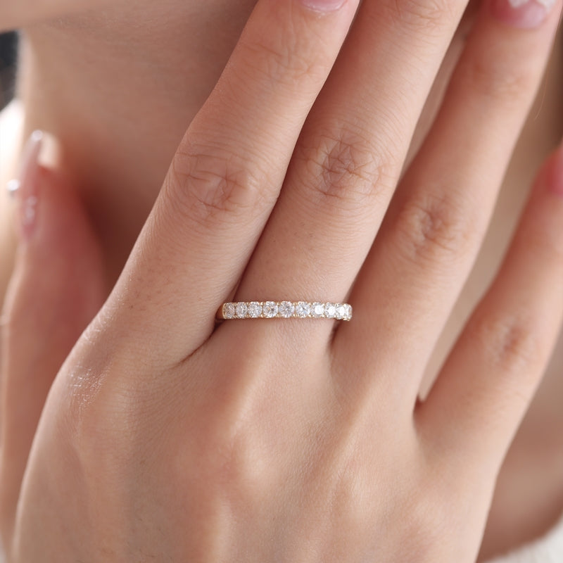 10K Yellow Gold Round Cut Lab Grown Diamond Half Eternity Band