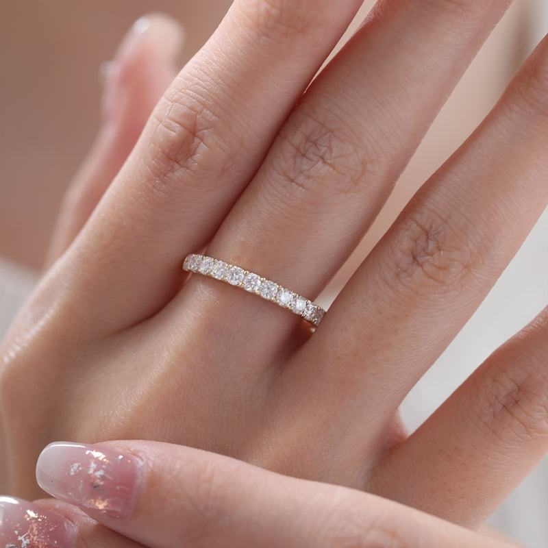 10K Yellow Gold Round Cut Lab Grown Diamond Half Eternity Band