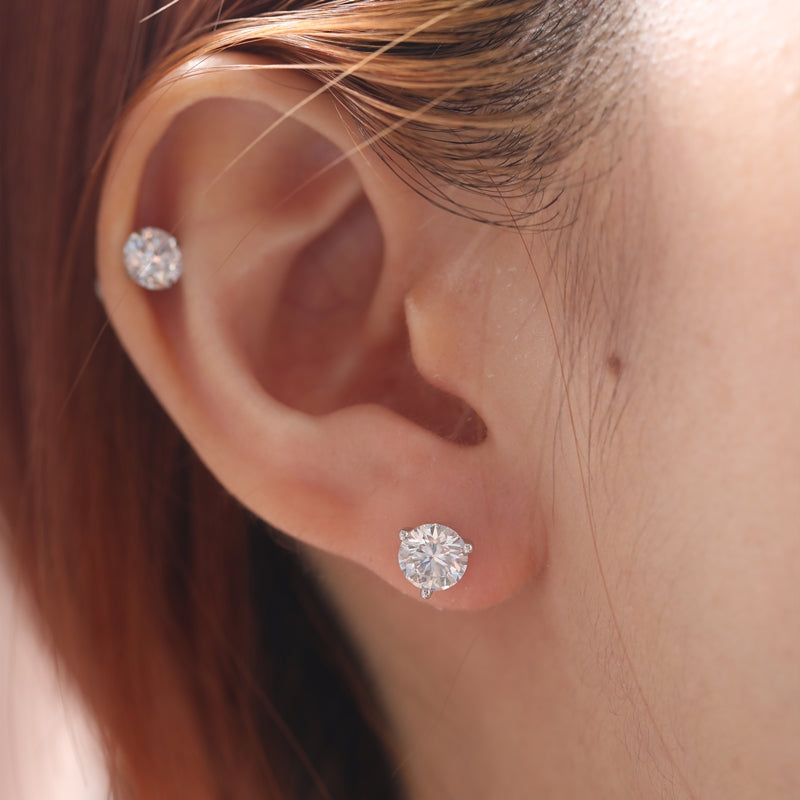 1ct Round Lab Grown Diamond 14K White Gold Stud Earrings