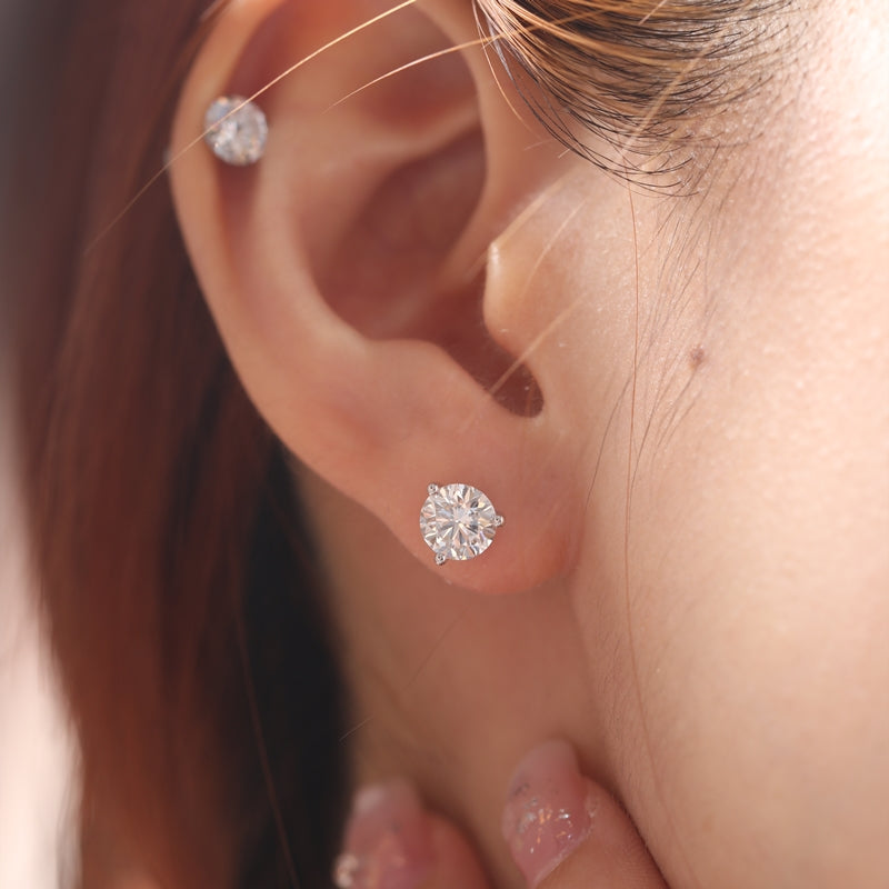 1ct Round Lab Grown Diamond 14K White Gold Stud Earrings