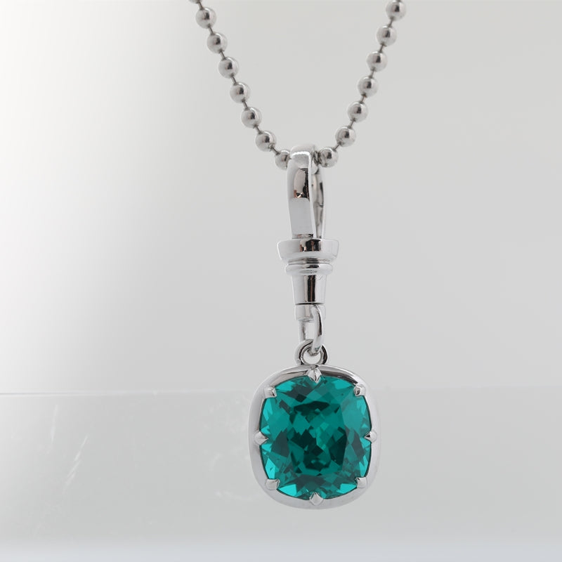 8.465ct Cushion Lab Grown Green Sapphire Pendant