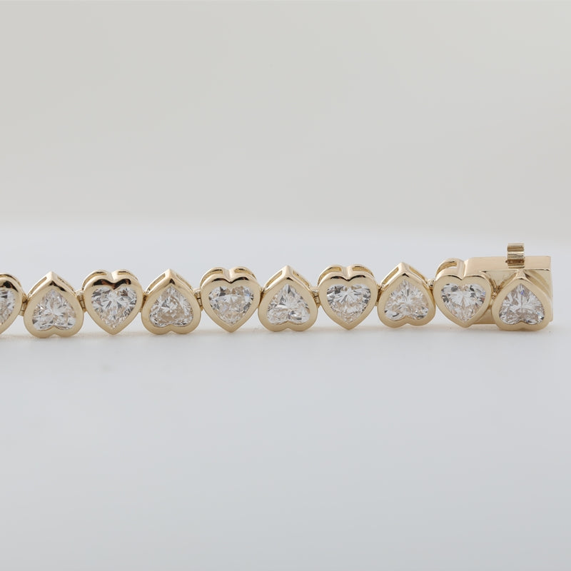 14K Yellow Gold Heart Shape Lab Grown Diamond Tennis Bracelet