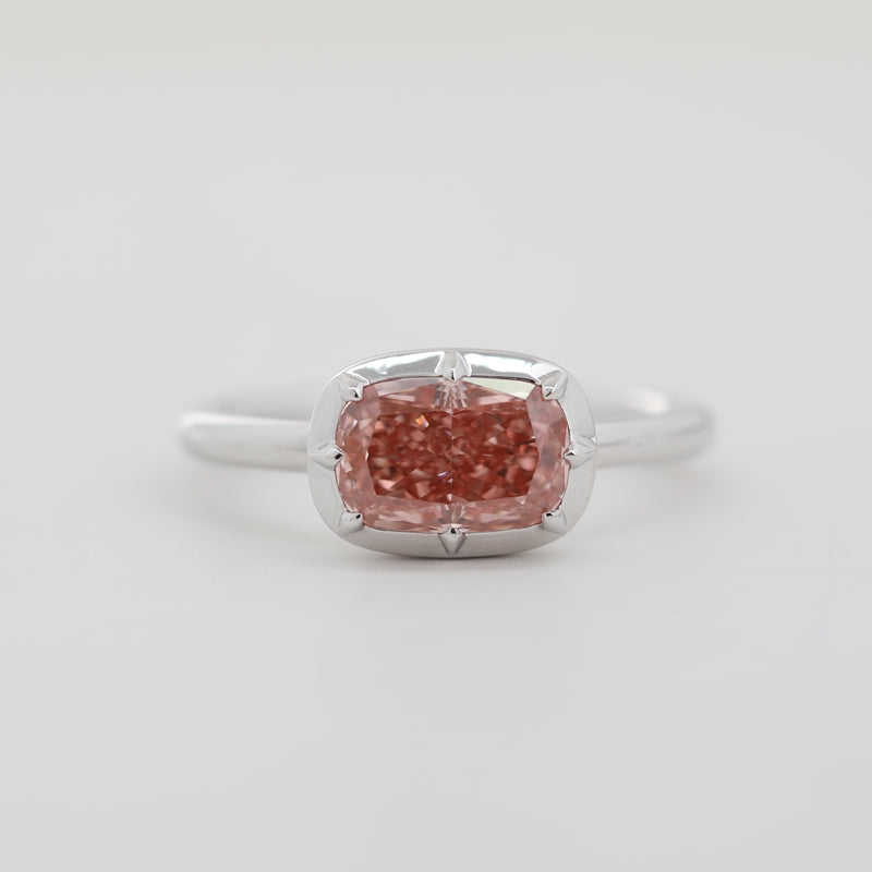 2.12ct Cushion Cut Pink Lab Diamond Bezel Setting Ring
