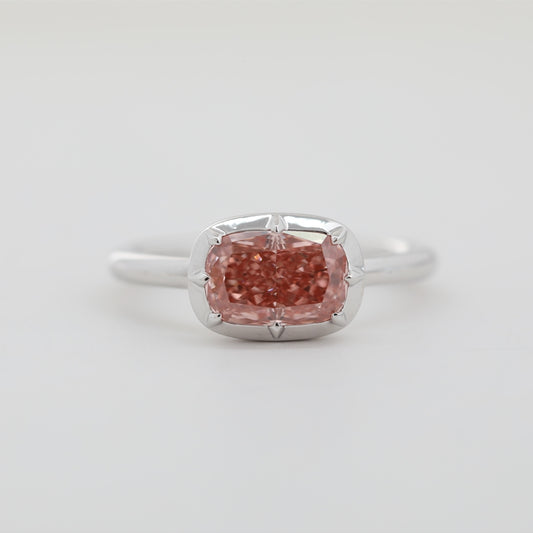 2.12ct Cushion Cut Pink Lab Diamond Bezel Setting Ring