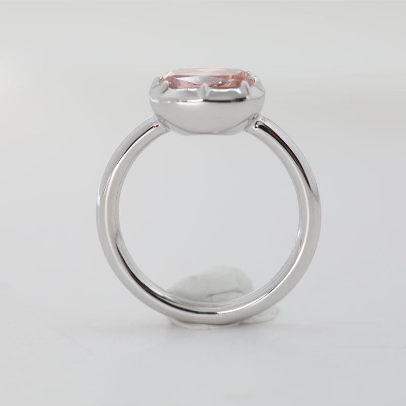 2.12ct Cushion Cut Pink Lab Diamond Bezel Setting Ring