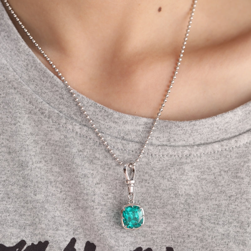 8.465ct Cushion Lab Grown Green Sapphire Pendant