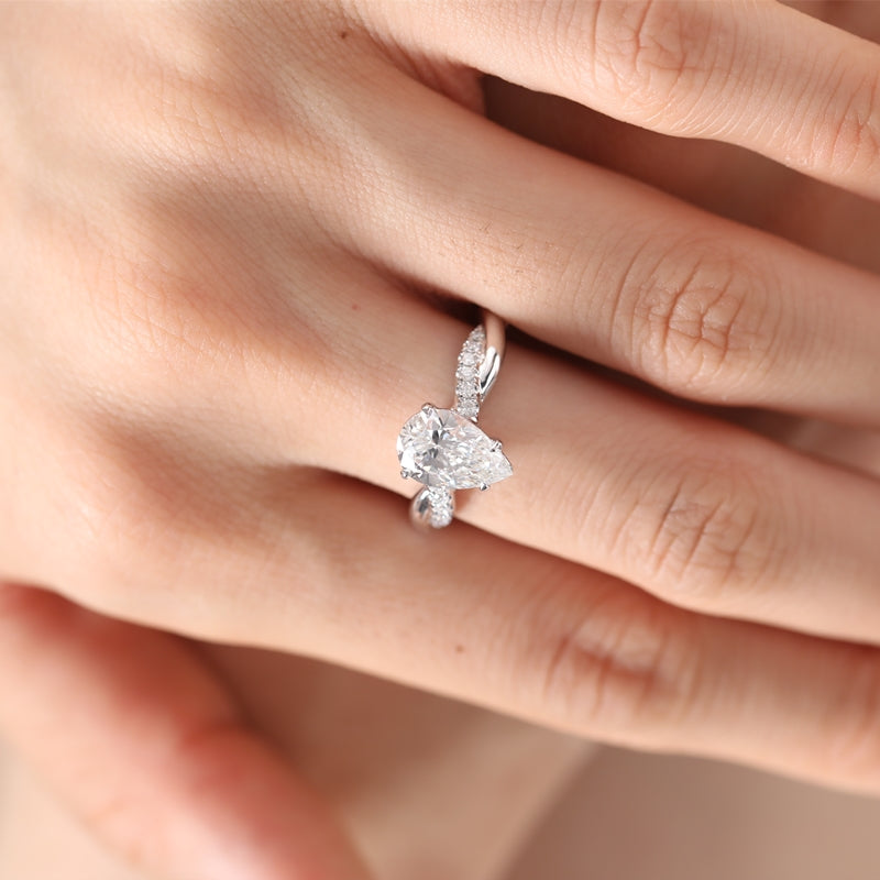 1.54ct Pear Lab Grown Diamond 14K White Gold Twisted Ring